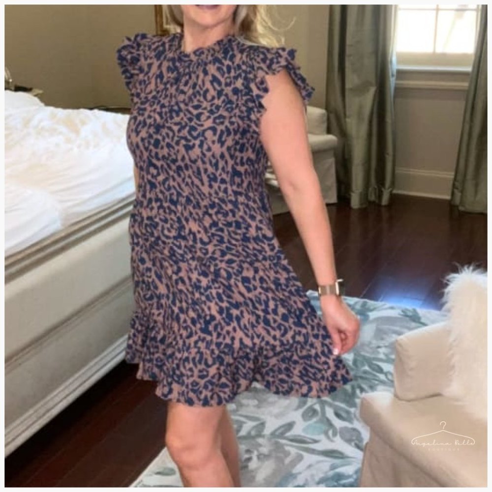 Blue Leopard Feminine Swing Dress - Limited Quantities